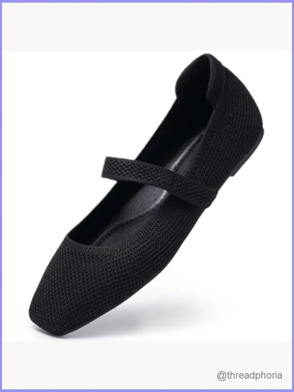 Women's Square Toe Mary Jane Flats with Arch Support Knit Walking Shoes